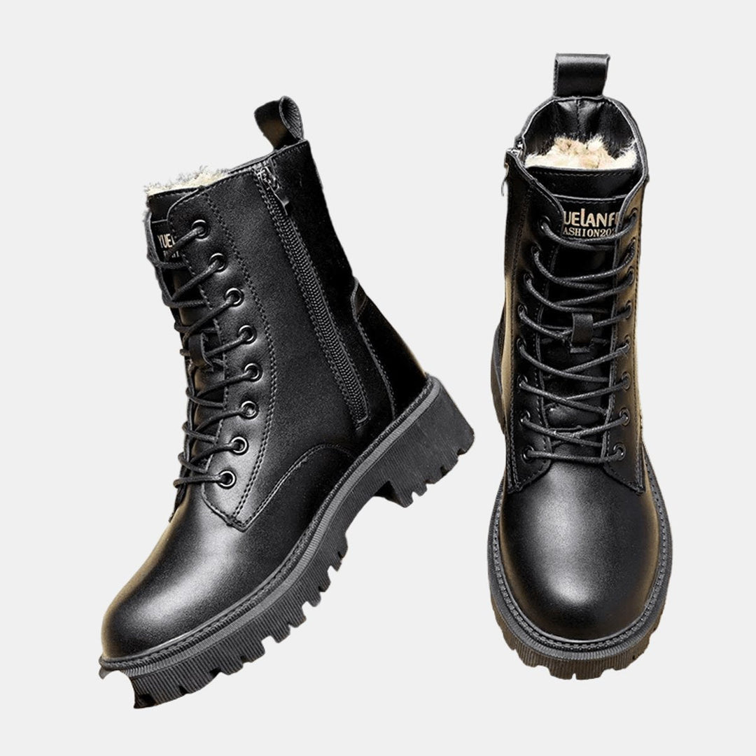 Freya | Warm Fleece-Lined Combat Ankle Boots