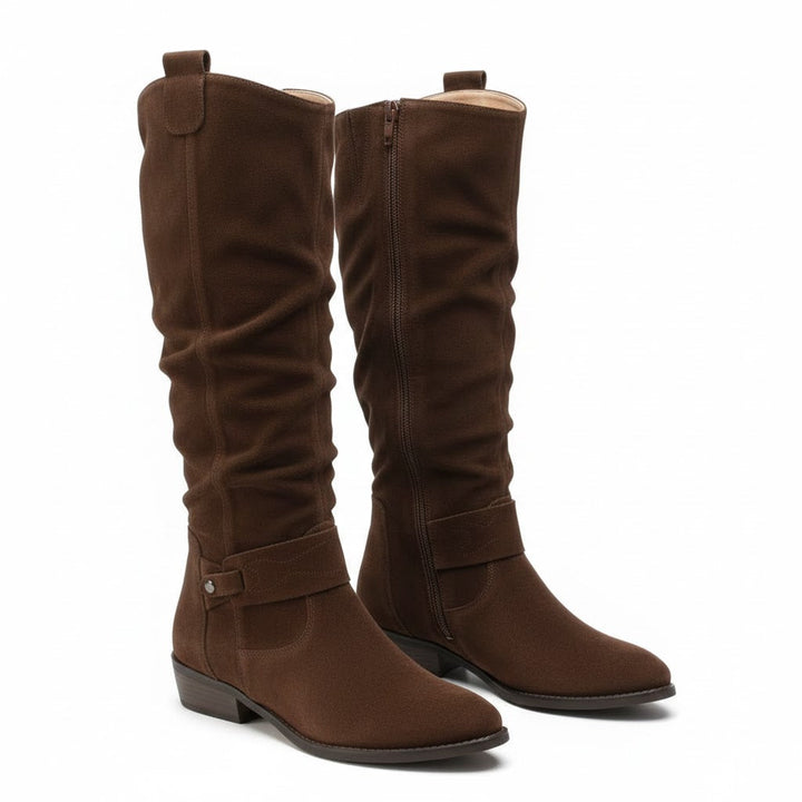 Laura | Stylish Ankle Strap Slouchy Knee High Boots