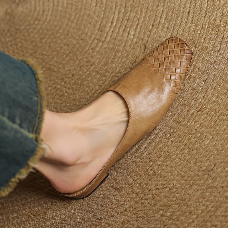Andrea | Luxurious Leather Woven Slip-On Mules