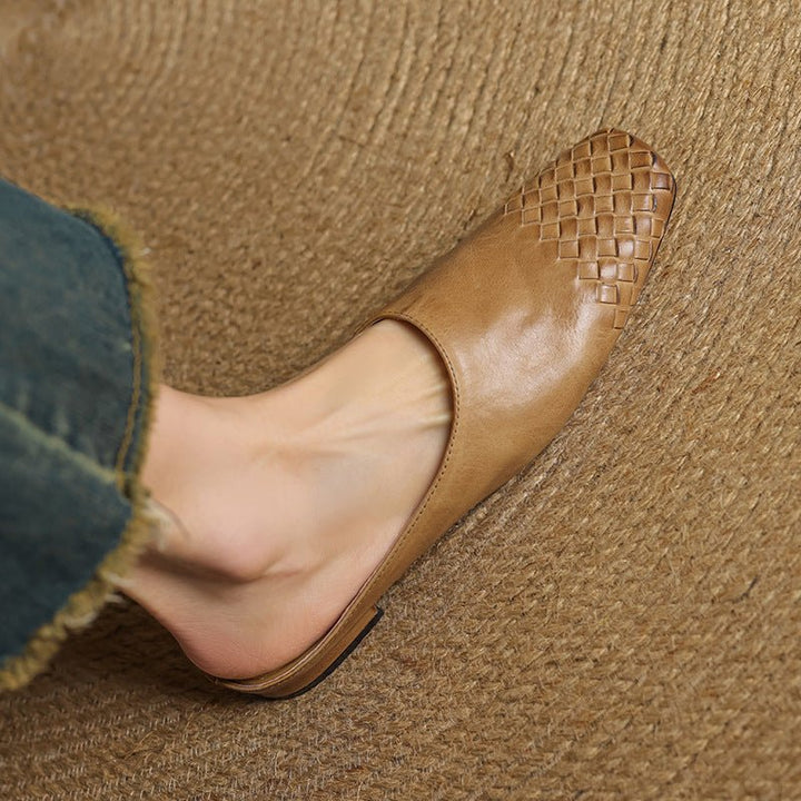 Andrea | Luxurious Leather Woven Slip-On Mules