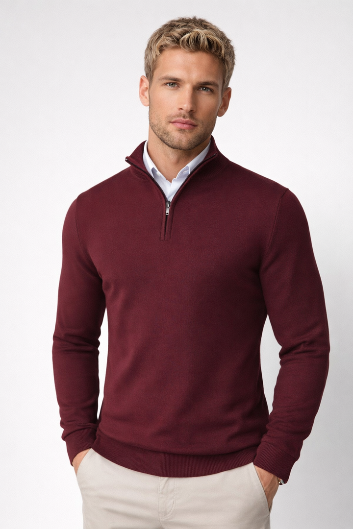 Nathan | Classic Half Zip High Neck Sweater