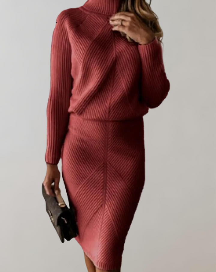 Victoria | Chic And Cozy Knit Turtleneck Two Piece Set