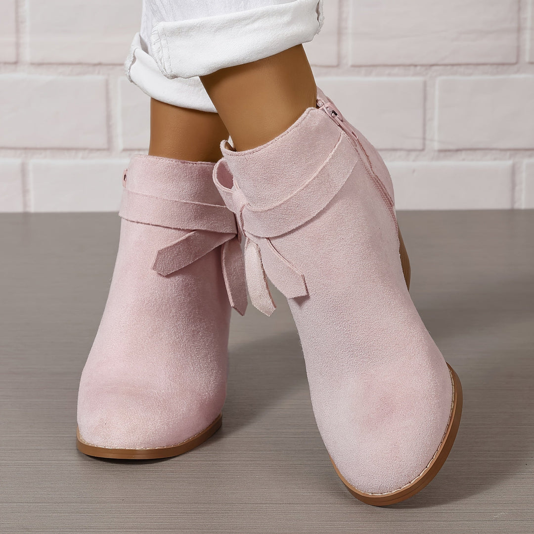 Heloise | Block Heel Ankle Boots with Bow Detail for Women