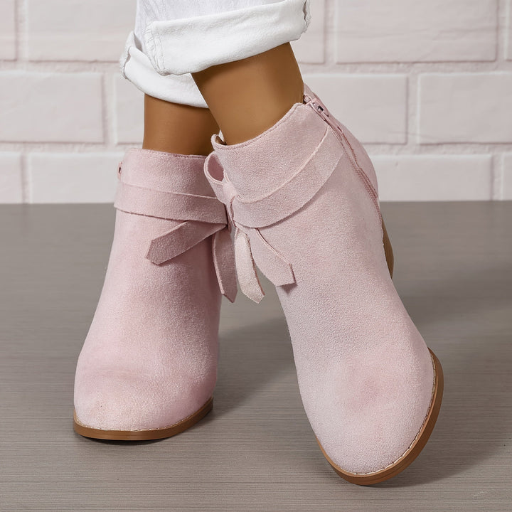 Heloise | Block Heel Ankle Boots with Bow Detail for Women