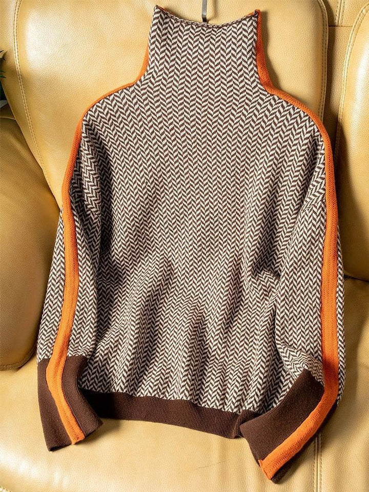Amelie | Turtleneck Sweater – Oversized Houndstooth Style