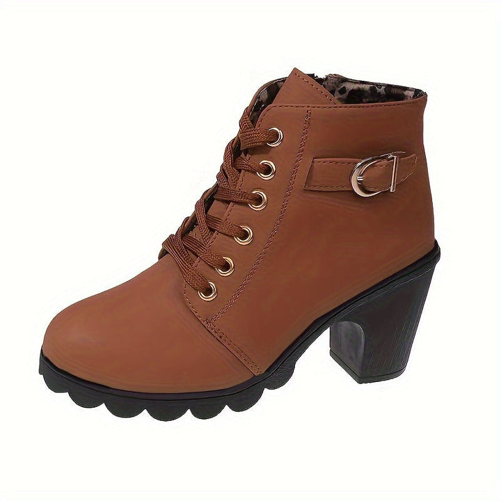 Vera | Stylish Lace-Up Block Heel Ankle Boots