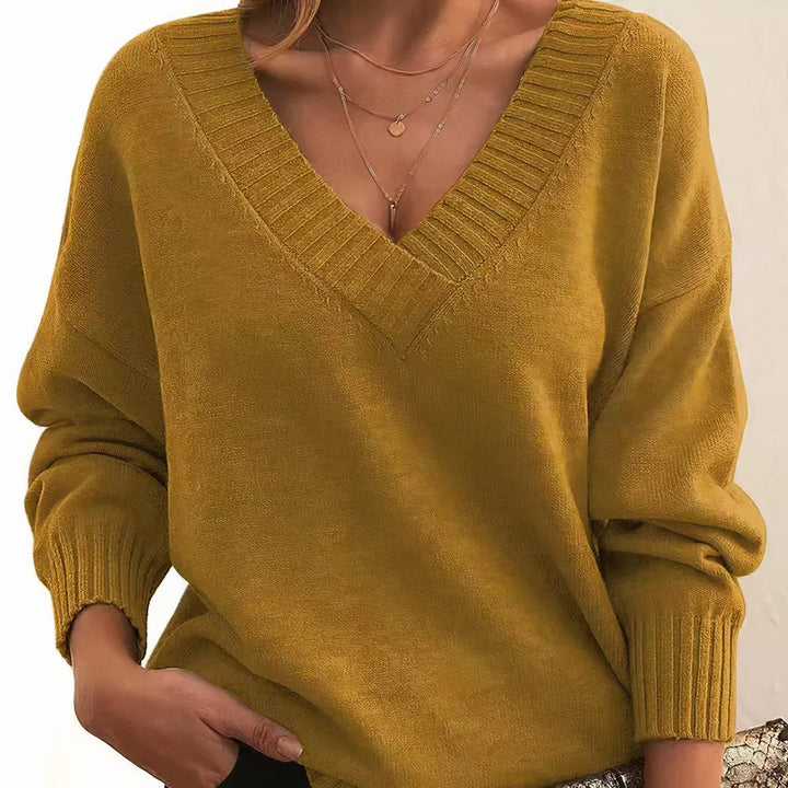 Liora | Cashmere-Blend Knit Sweater – Timeless V-Neck Style for Women