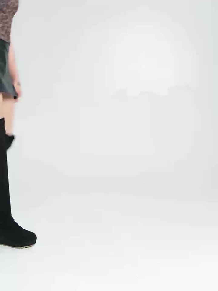 Kristin | Stretch Woven Wedge Over-the-Knee High Boots