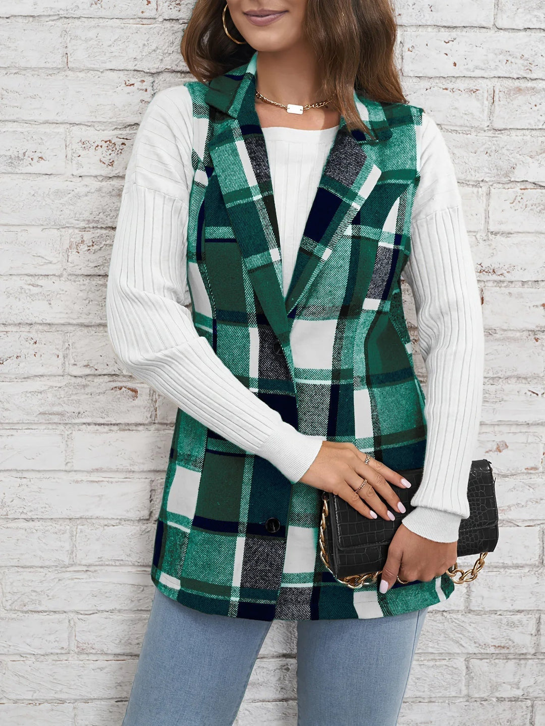 Victoria | Sophisticated And Cozy Plaid Longline Vest