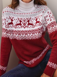 Mila | Geometric Patterned Turtleneck Sweater for Effortless Style
