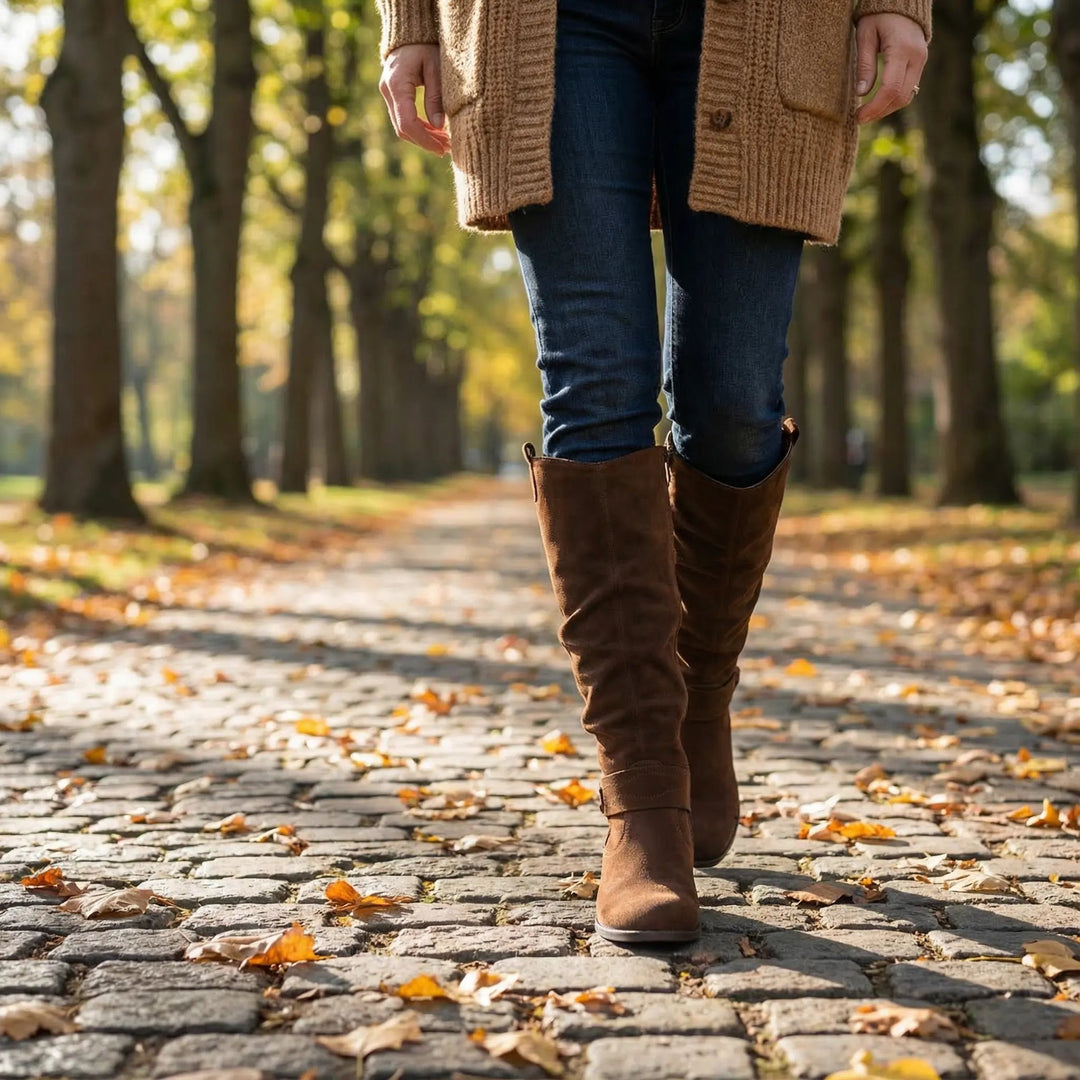 Laura | Stylish Ankle Strap Slouchy Knee High Boots