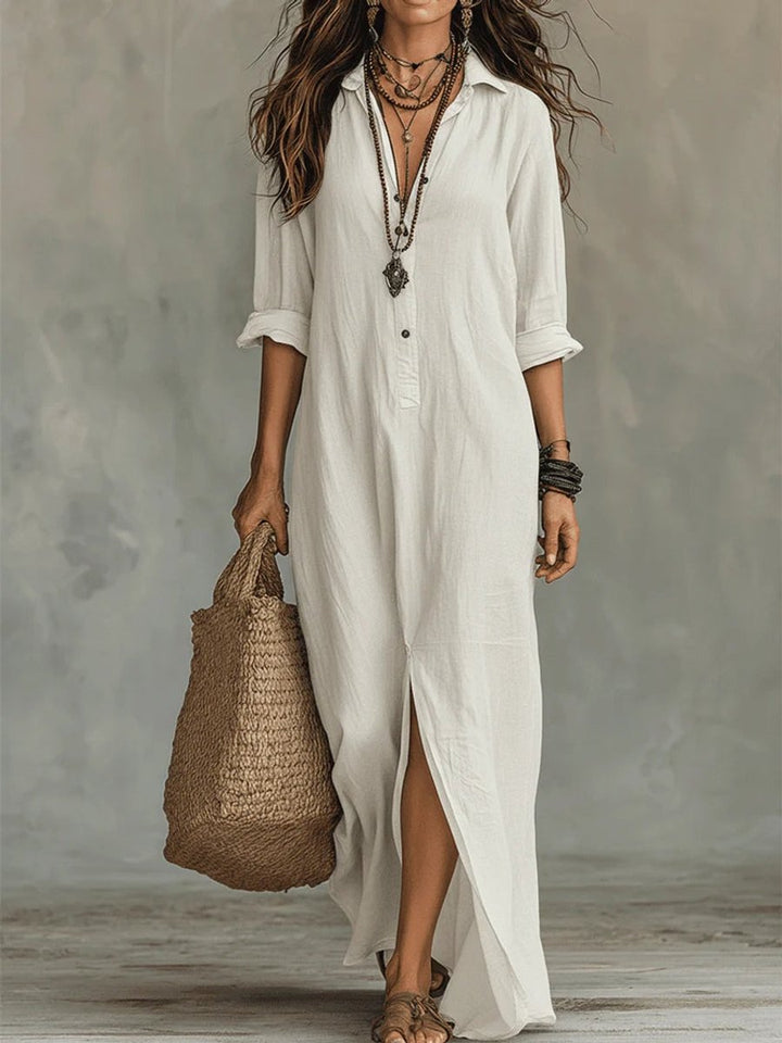 Hannah | Versatile Long-Sleeved Dress with Flowing Maxi Shirt Silhouette