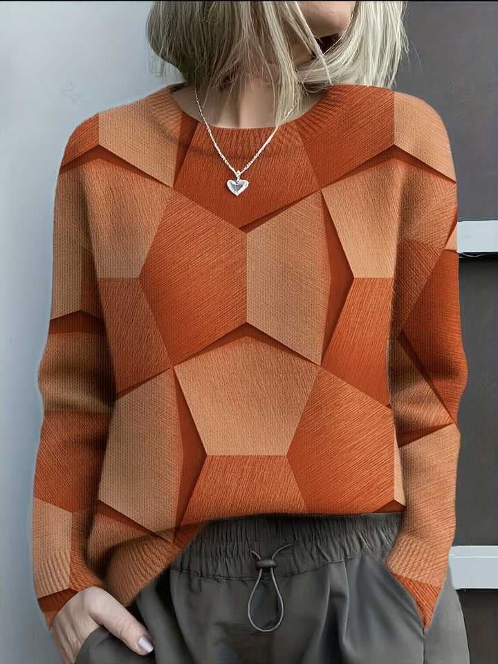 Sanae | Casual Sweater – Trendy Geometric Pattern for Women
