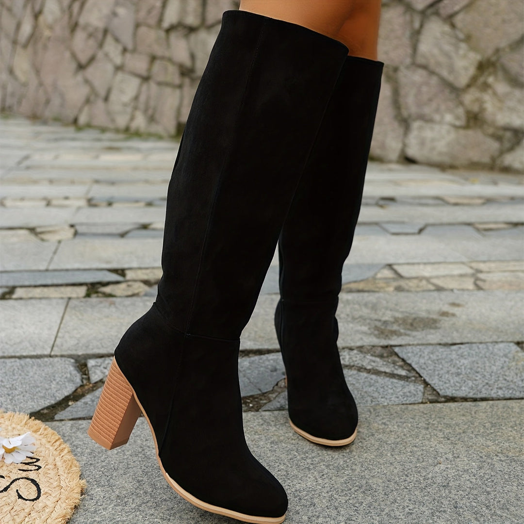 Mia | Chic Wide-Calf Knee-High Cowboy Boots