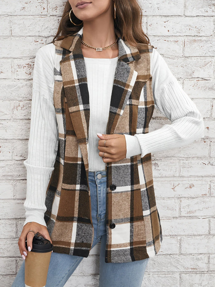Victoria | Sophisticated And Cozy Plaid Longline Vest