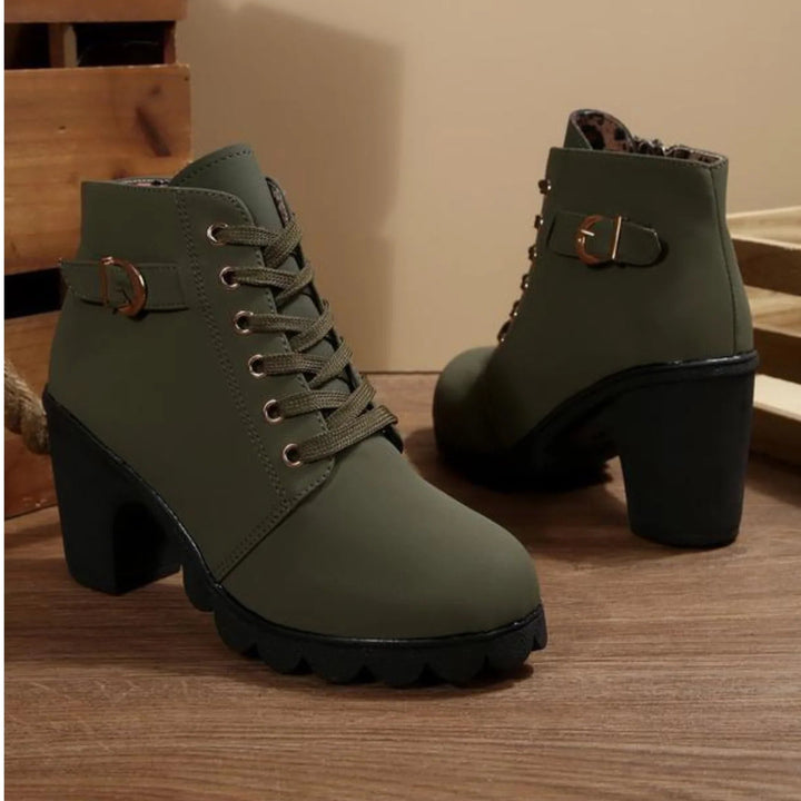 Jodie | Polished Lace-Up Block Heel Ankle Boots