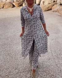 Stella | Stylish Printed Tunic And Wide-Leg Pants Set