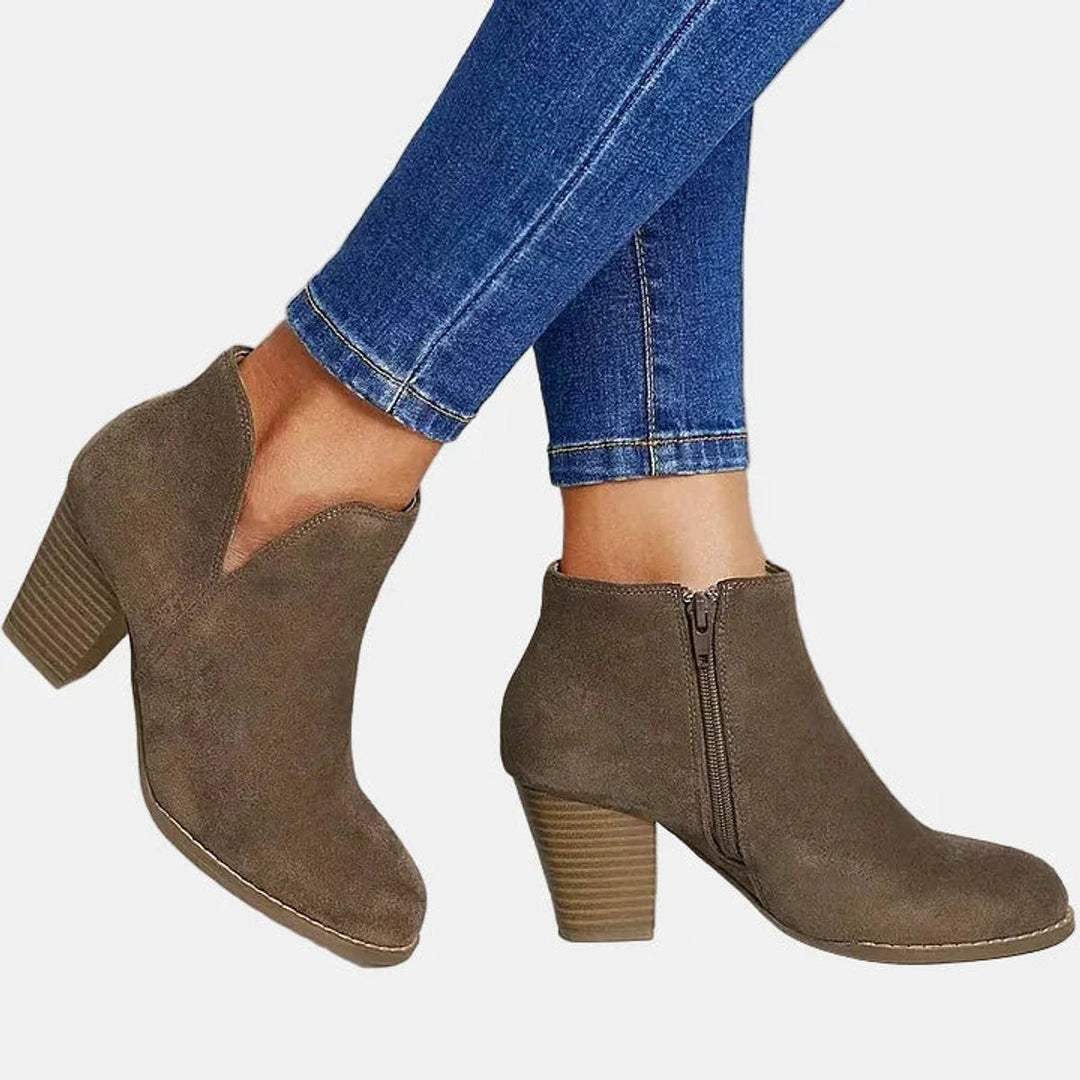 Aurora | Elegant Suede Block Heel Ankle Boots