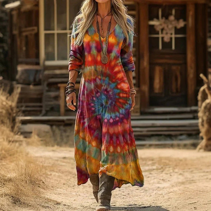 Isabella | Elegant Vintage Print Long-Sleeved Dress