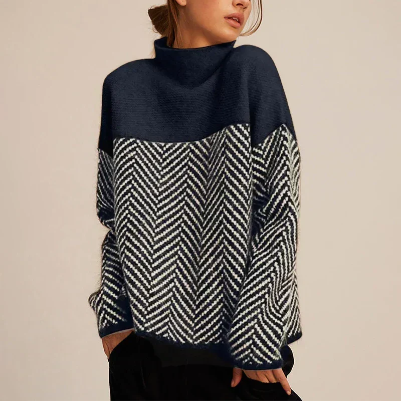 Elena | Elegant And Cosy Chevron Turtleneck Sweater