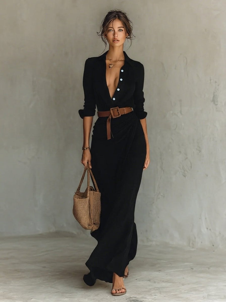 Bethany | Modern And Trendy Belted Long-Sleeved Dress