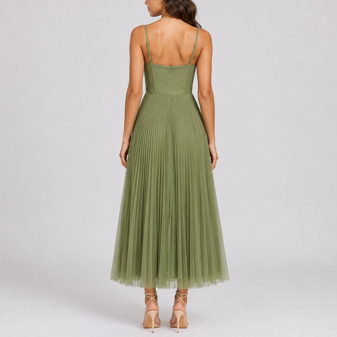 Penelope | Fall Wedding Pleated Tulle Midi Dress