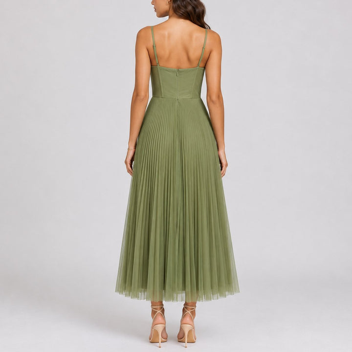 Penelope | Fall Wedding Pleated Tulle Midi Dress