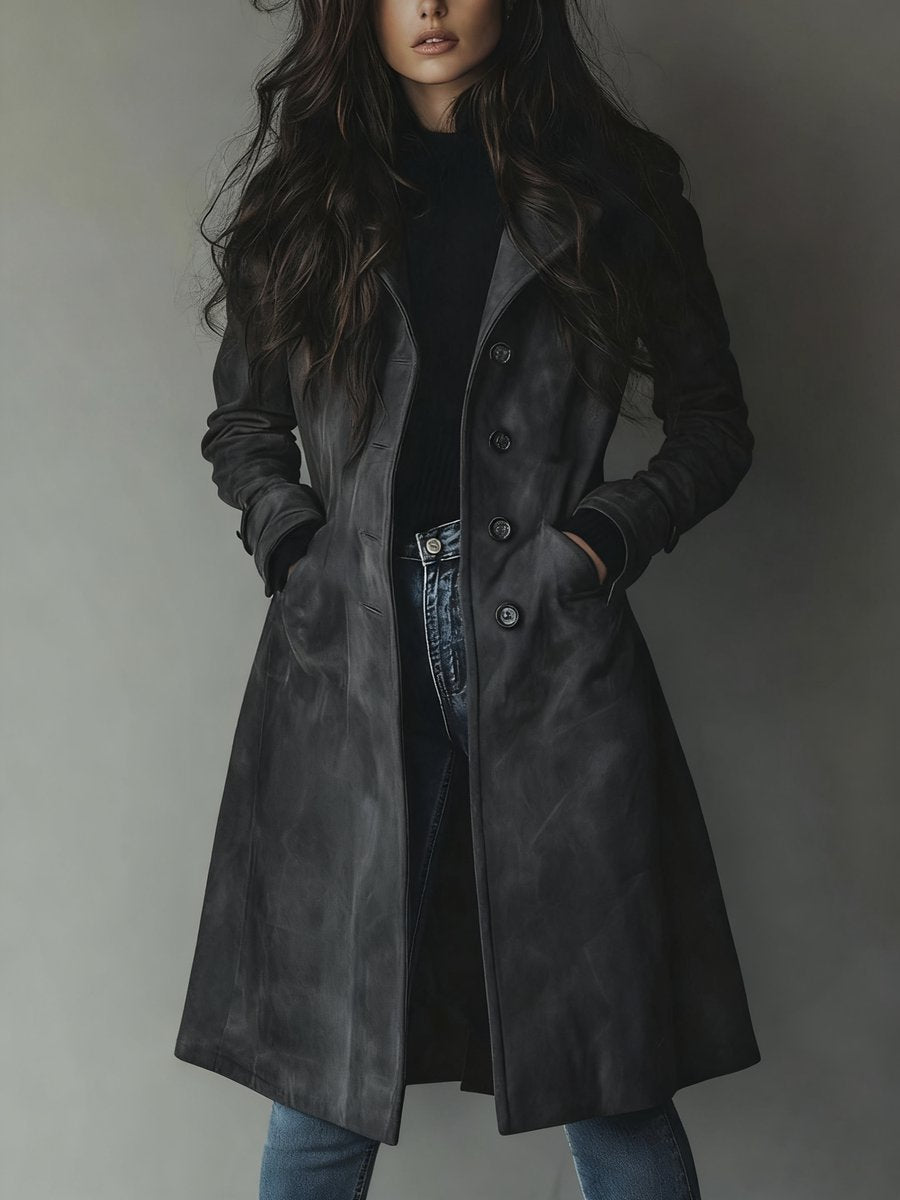 Claudia | Longline Tailored Trench Coat With Timeless Double-Breasted Style