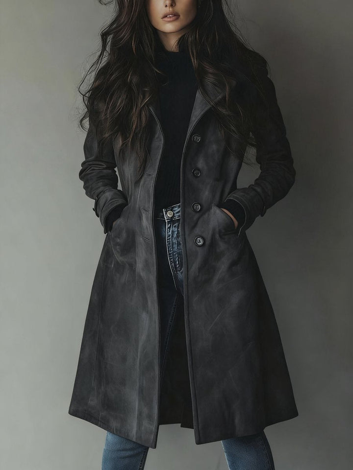 Claudia | Longline Tailored Trench Coat With Timeless Double-Breasted Style