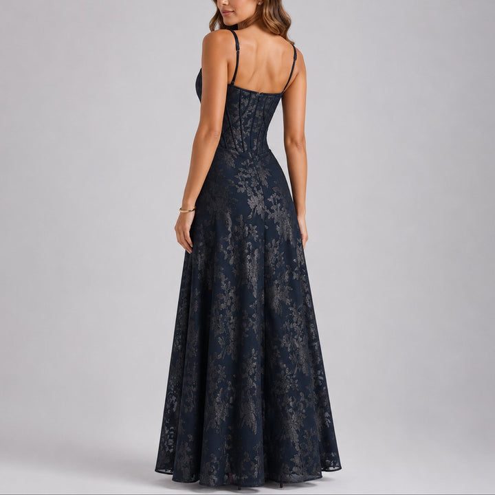 Charlotte | Fall Wedding Floral Corset Maxi Dress
