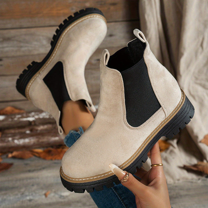 Megan | Stylish Chelsea Platform Ankle Boots With Lug Soles