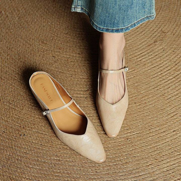 Grace | Elegant Pointed-Toe Leather Mary Jane Mules