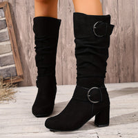 Sarah | Slouchy Double Buckle Knee High Boots