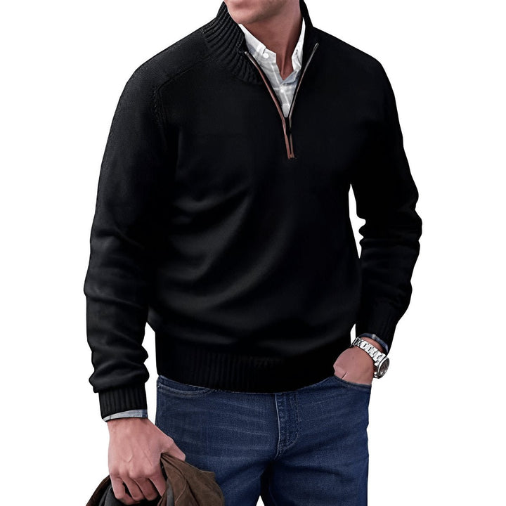 Elias | Knit Sweater – Regular Fit Quarter-Zip Pullover for Men