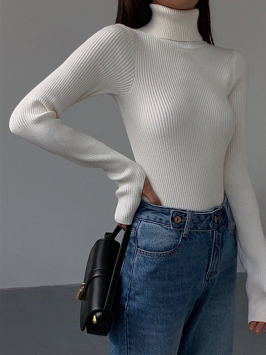 Marie | Turtleneck Sweater – Chic Ribbed Style for Women