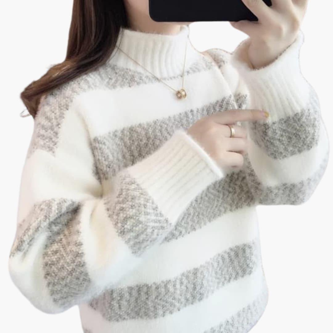 Sarina | Sweater with Roll Neck and Striped Design for Women