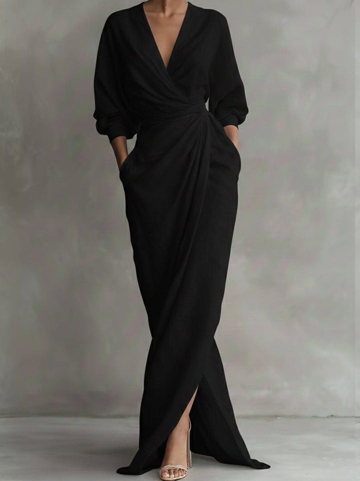 Daisy | Elegant Long-Sleeved Dress with Flattering Wrap Silhouette