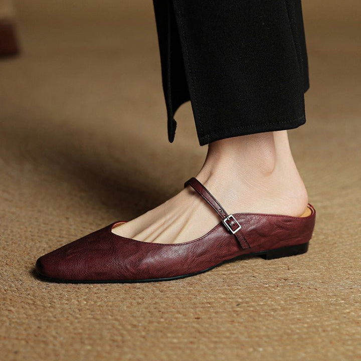 Grace | Elegant Pointed-Toe Leather Mary Jane Mules