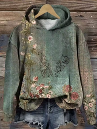 Emma | Floral Jacquard Knitted Hoodie for Cozy Style
