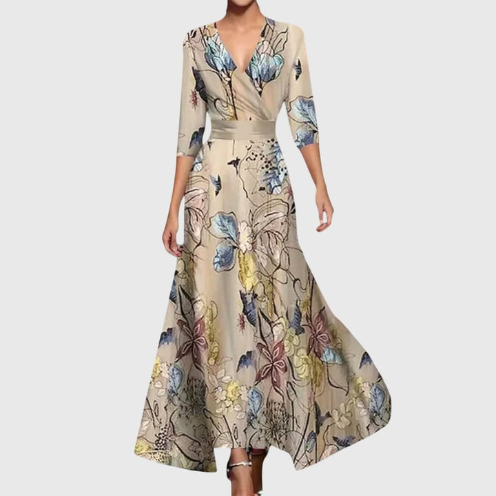 Juliette | Floral Long-Sleeved Dress with Elegant Wrap Silhouette