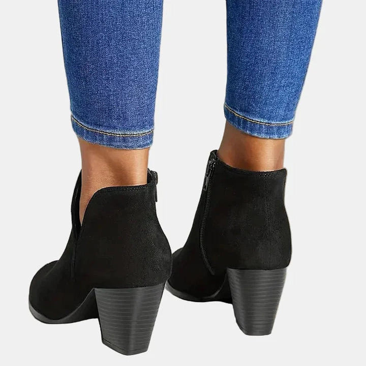 Aurora | Elegant Suede Block Heel Ankle Boots