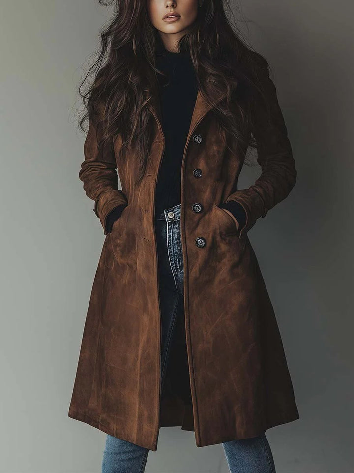 Claudia | Longline Tailored Trench Coat With Timeless Double-Breasted Style