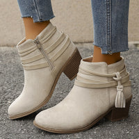 Sophie | Refined Tassel Ankle Boots With A Comfortable Block Heel