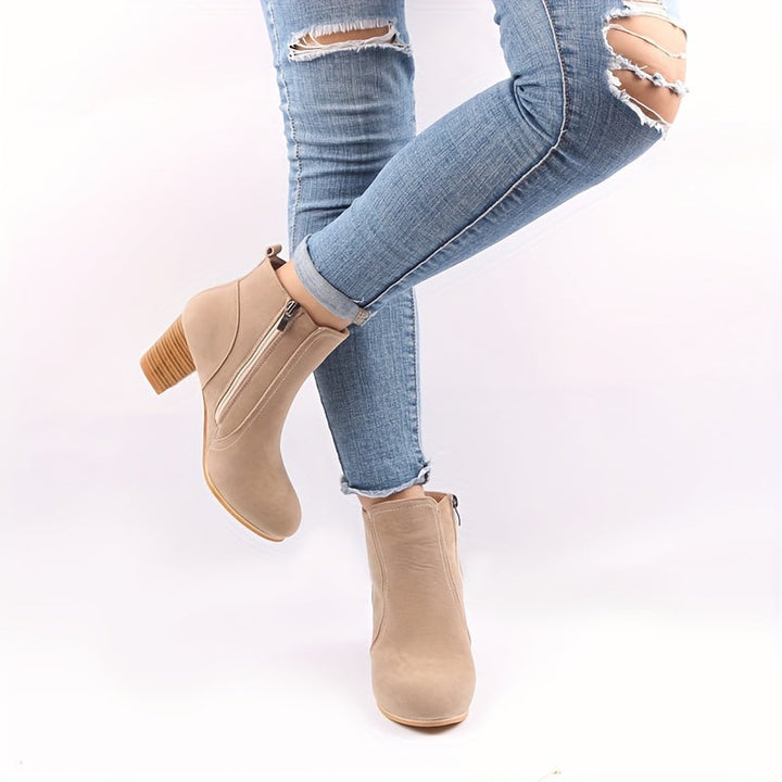 Kezia | Elegant Stacked Block-Heel Ankle Boots