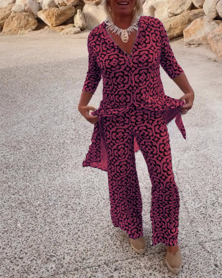 Stella | Stylish Printed Tunic And Wide-Leg Pants Set
