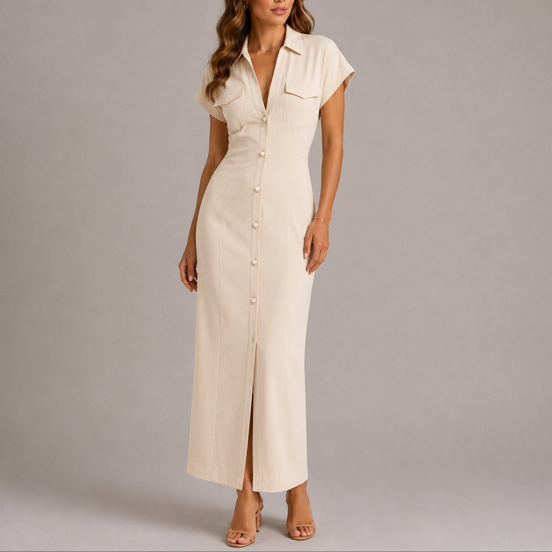 Freya | Stylish Fall Wedding Maxi Shirt Dress