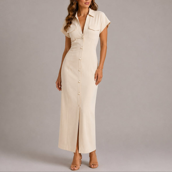 Freya | Stylish Fall Wedding Maxi Shirt Dress
