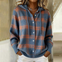 Maya | Cozy Plaid Button-Up Hoodie
