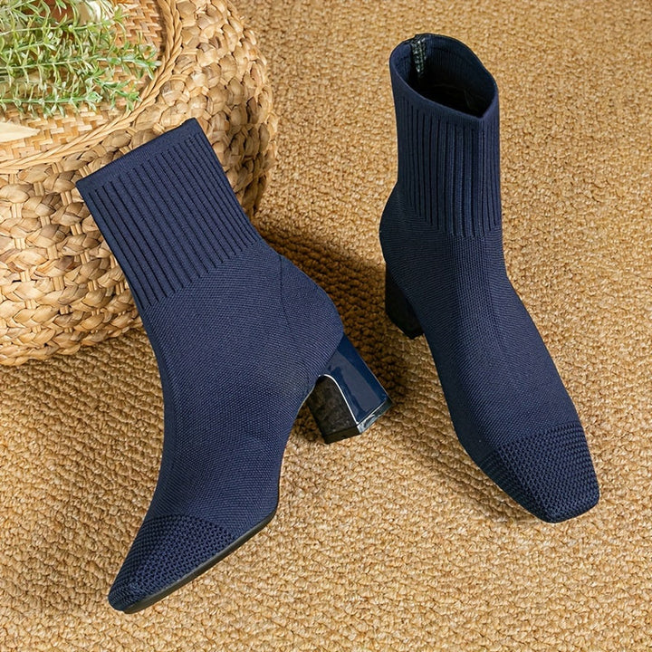 Hannah | Chic Stretch-Knit Block Heel Ankle Boots