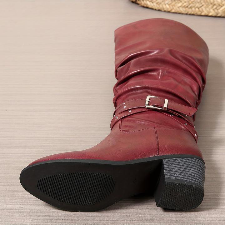 Doreen | Slouchy Buckle Strap Knee High Boots